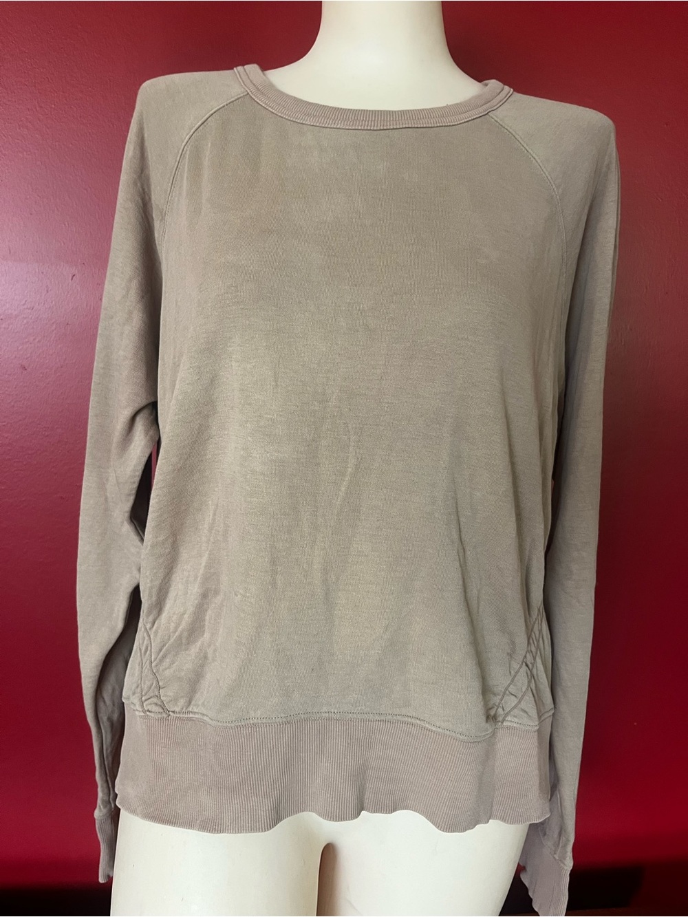 Like New Athleta Taupe Crewneck Pullover Top